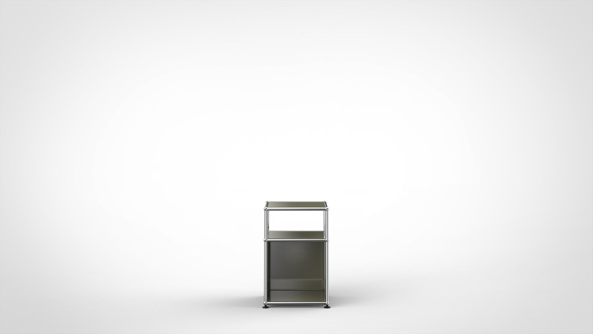 SYSTEM 01 Nachttisch, LINE 1802 Olive, Chrom Glänzend