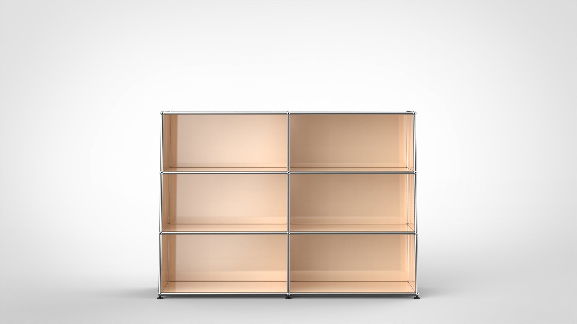 SYSTEM 01 Classic Bücherregal, LINE 2101 Canvas, Chrom glänzend