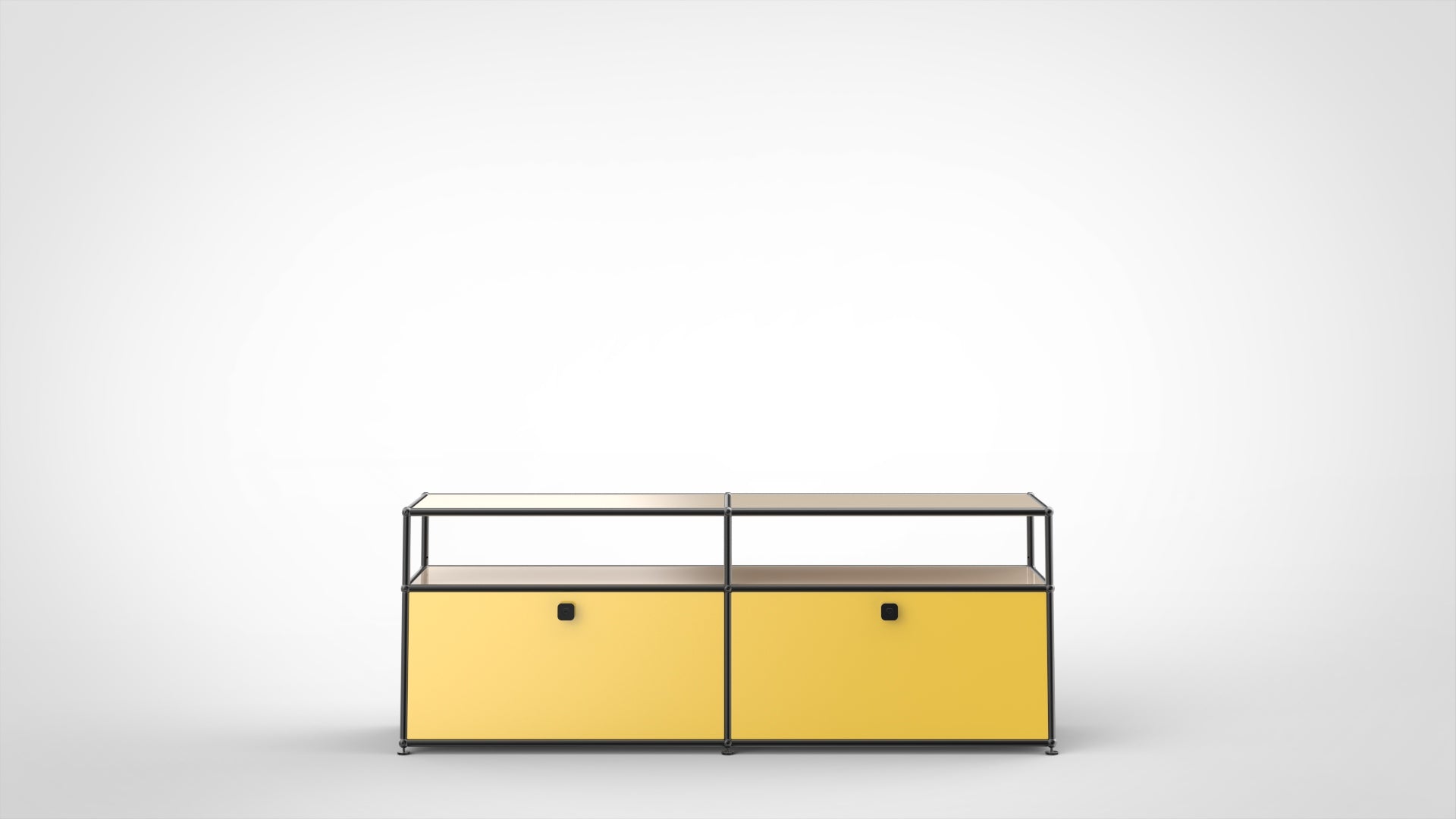 SYSTEM 01 Classic Sideboard mit Klapptüren, RAL 1004 Goldgelb, Black