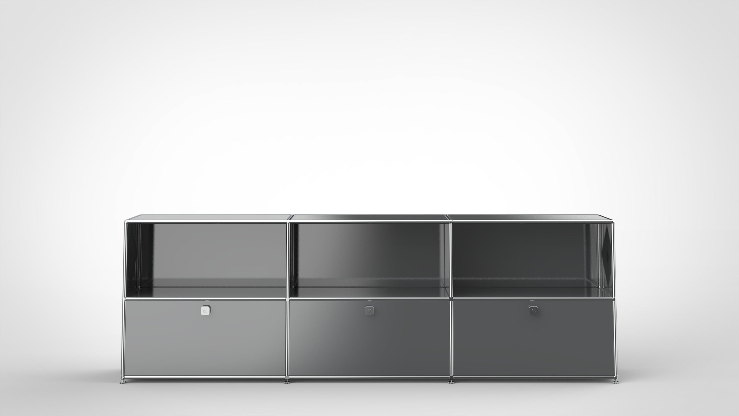SYSTEM 01 Urban Büroregal mit Klapptüren, RAL 7016 Anthrazitgrau