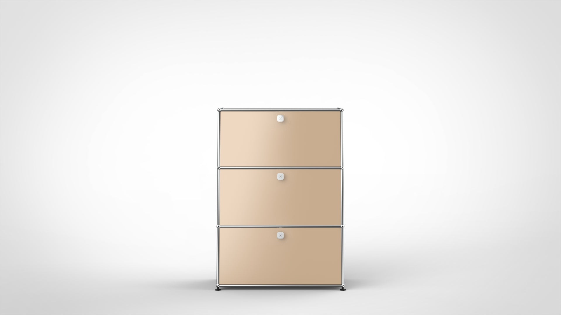SYSTEM 01 Classic Highboard mit Klapptüren, Beige glänzend