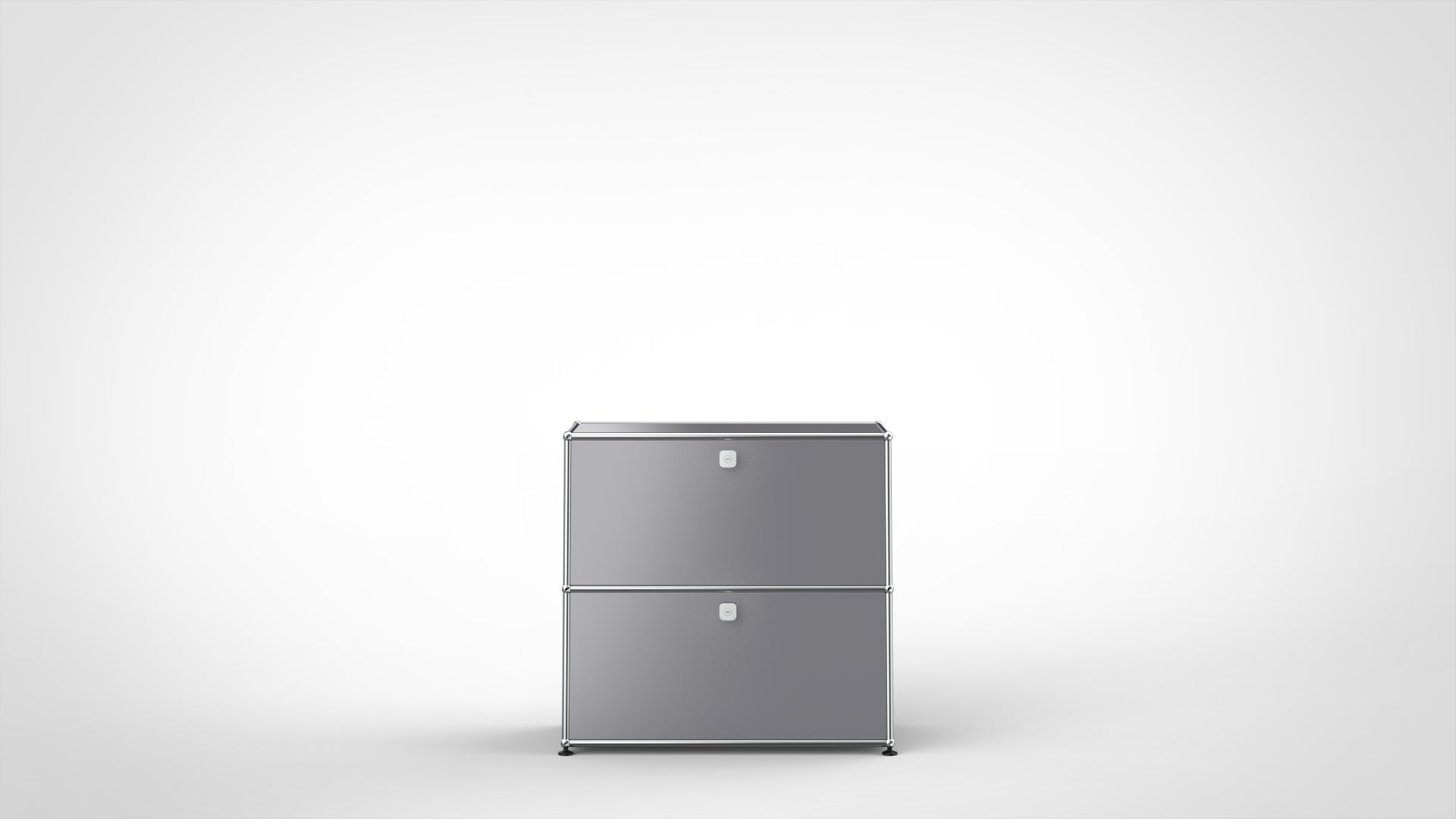 SYSTEM 01 Classic Regal mit Klapptüren, RAL 7005 Mittelgrau, Glänzend