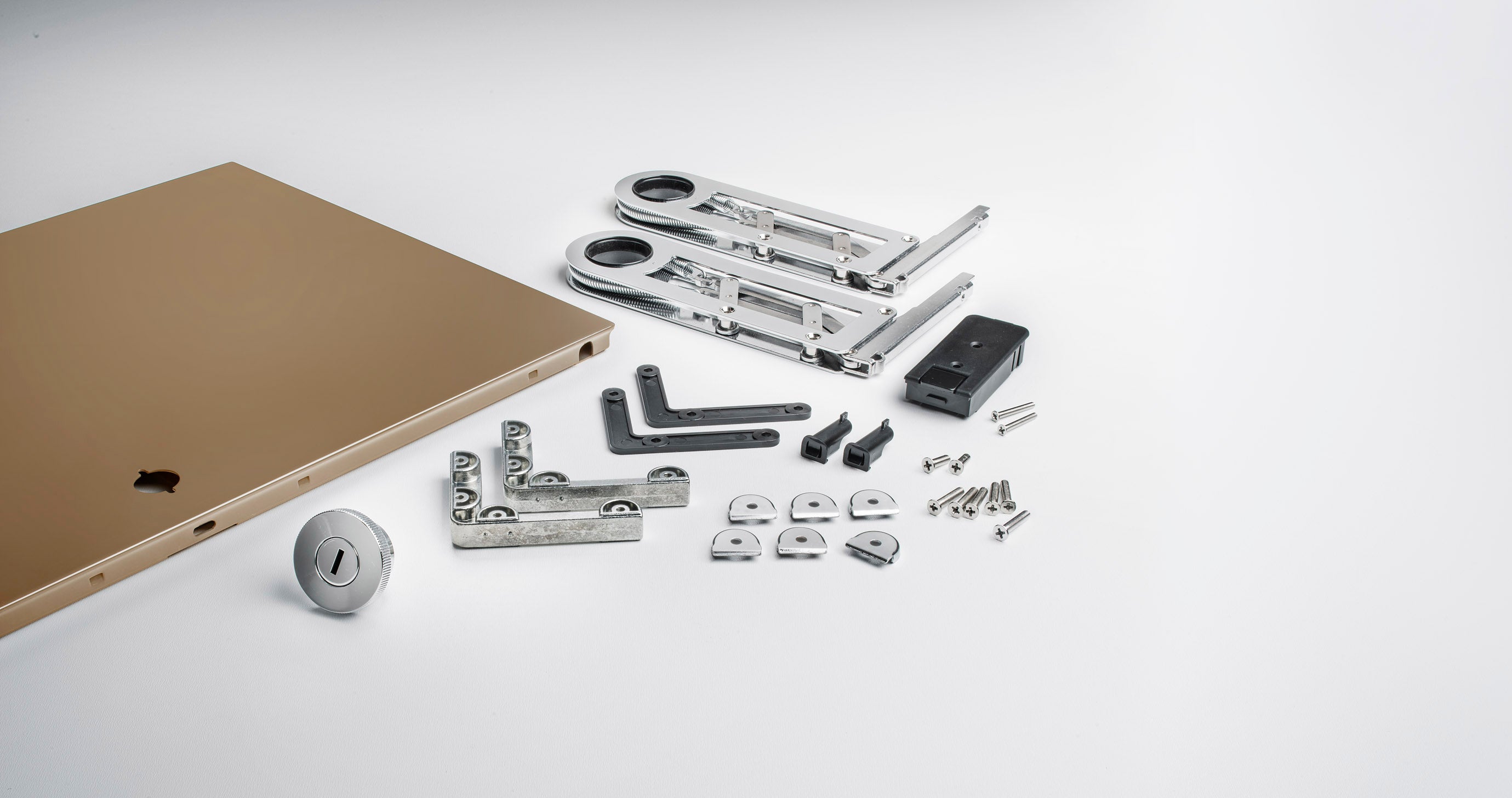 SYSTEM 01 Komplettset Klapptür Round shiny RAL 1019 Beige mit Schloss