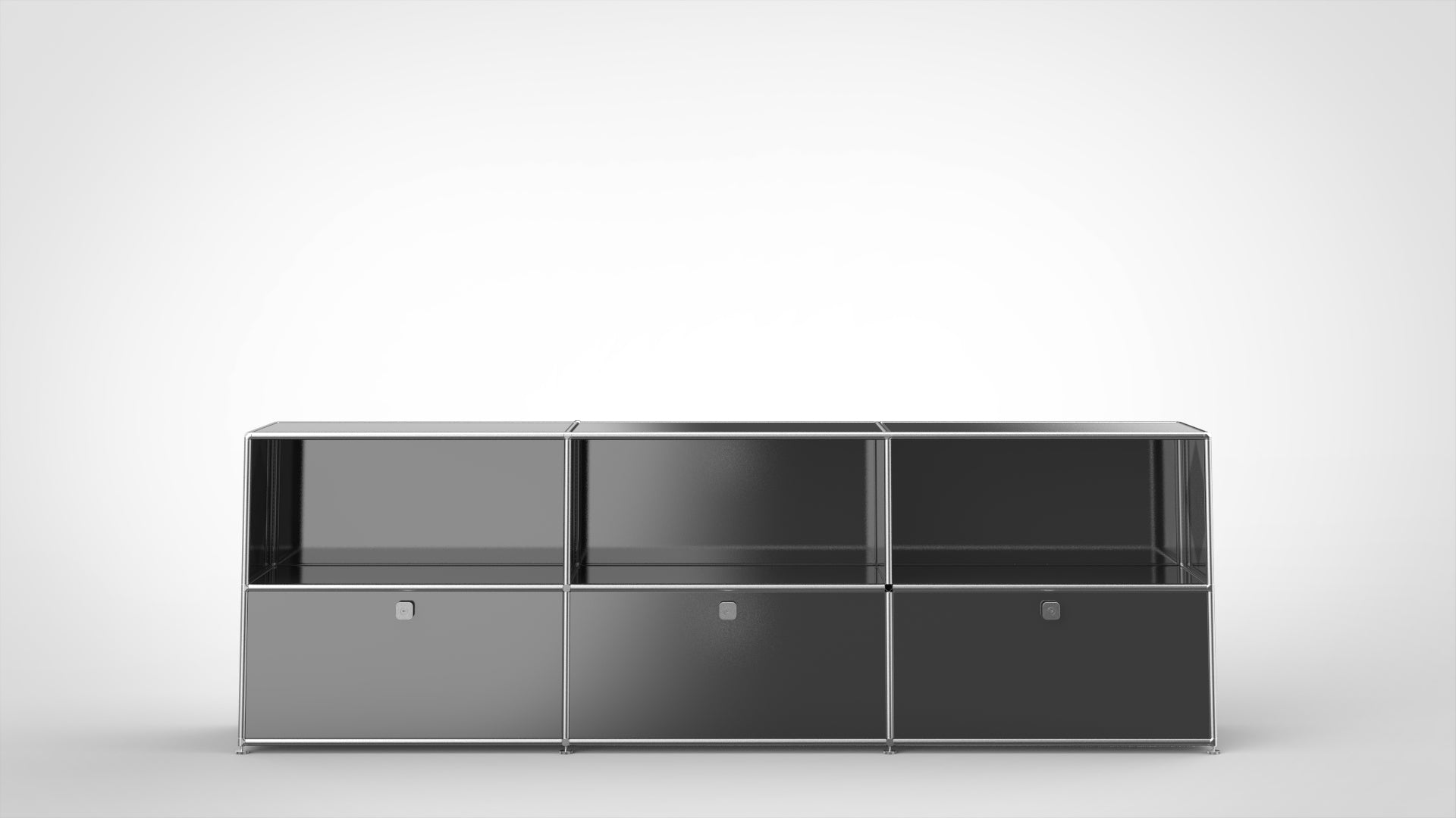 SYSTEM 01 Urban Büroregal mit Klapptüren, RAL 7016 Anthrazitgrau, Matt