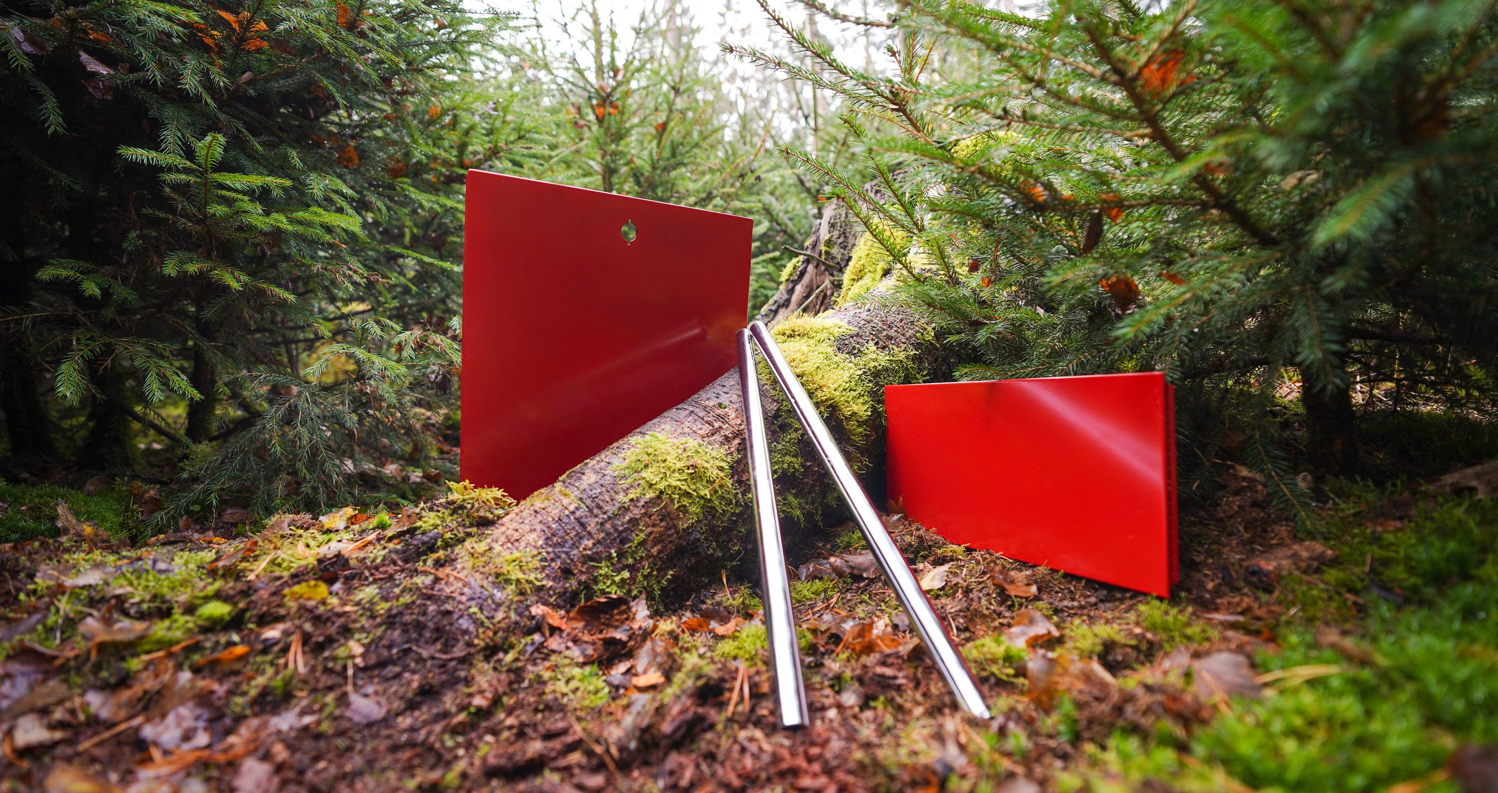 SYSTEM 01 Komplettset Klapptür Cube matt RAL 3003 Rubinrot mit Schloss