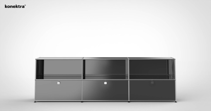 SYSTEM 01 Classic Office Shelf with Drop-down doors, RAL 7016 Anthracite gray