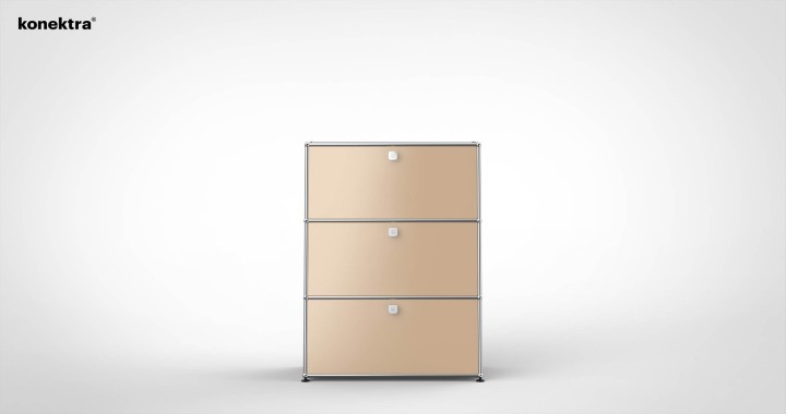 SYSTEM 01 Classic Highboard with Drop-down doors, RAL 1019 Beige